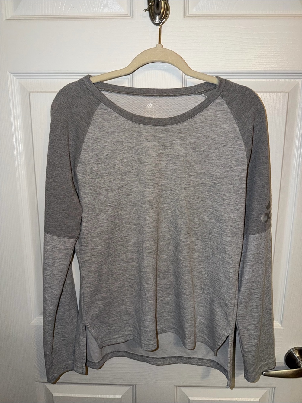 adidas Women's Gray Raglan Long-Sleeve Pullover